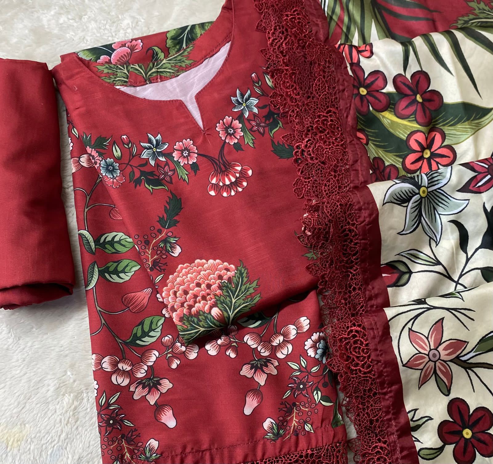 digital printed outfit with heavy lace work for women and girls