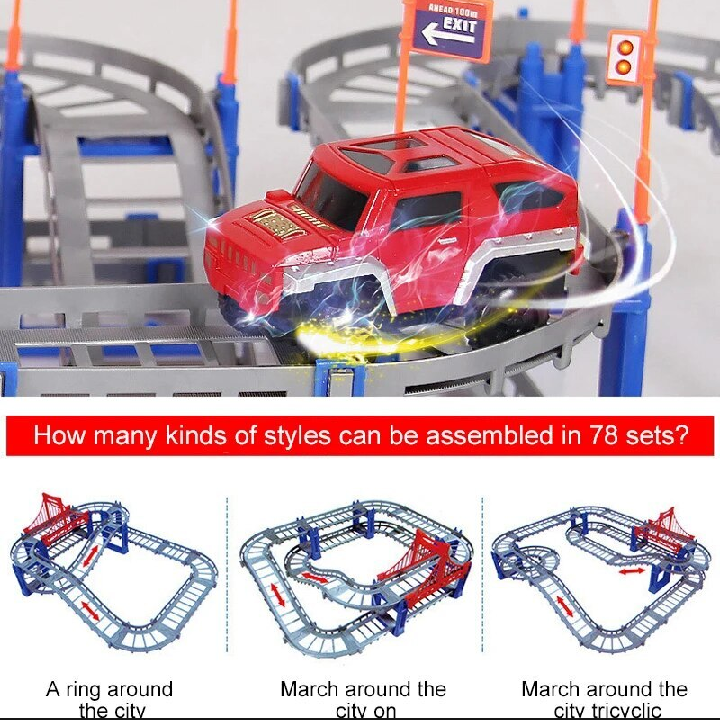 Railway Racing Track Play DIY Multi-layered Assembling City Racing Rail Car Children Vehicle Slide Train educate Gift