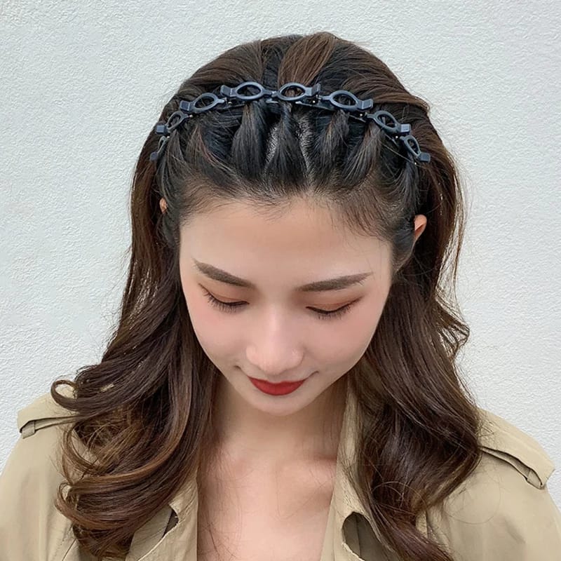 Hairstyle Twister Hair Band Double Bangs with Clip for Women & Girls