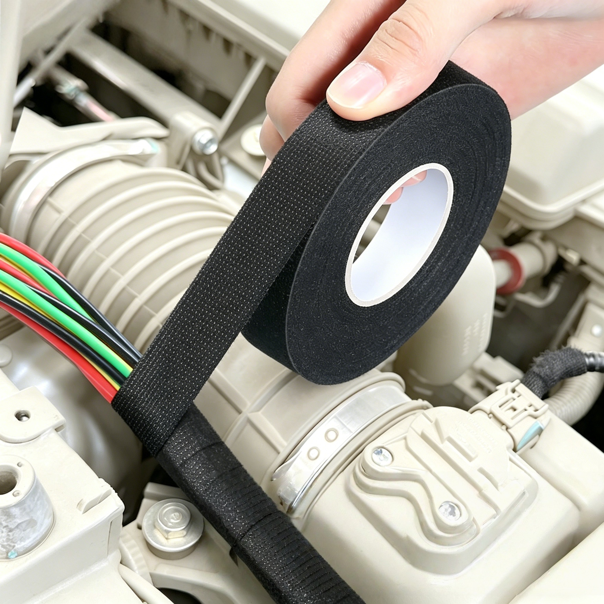 High Temperature Wire Harness Cloth Tape Automotive Cable Loom Heatproof Fabric Adhesive Tape for Engine Electrical Insulation