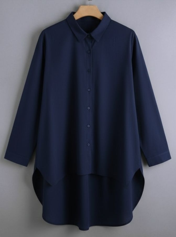 Cotton Fold Collar With Long Sleeve Blouse Shirt For Women's Casual Wear