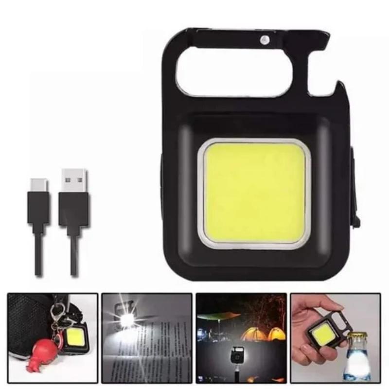 COB Small Flashlight, Keychain Work Light, USB Rechargeable, Mini LED Handheld t, 3 Light Modes Portable Pocket Light for Gift, Camping Emergency Fishing, Aluminum Random color