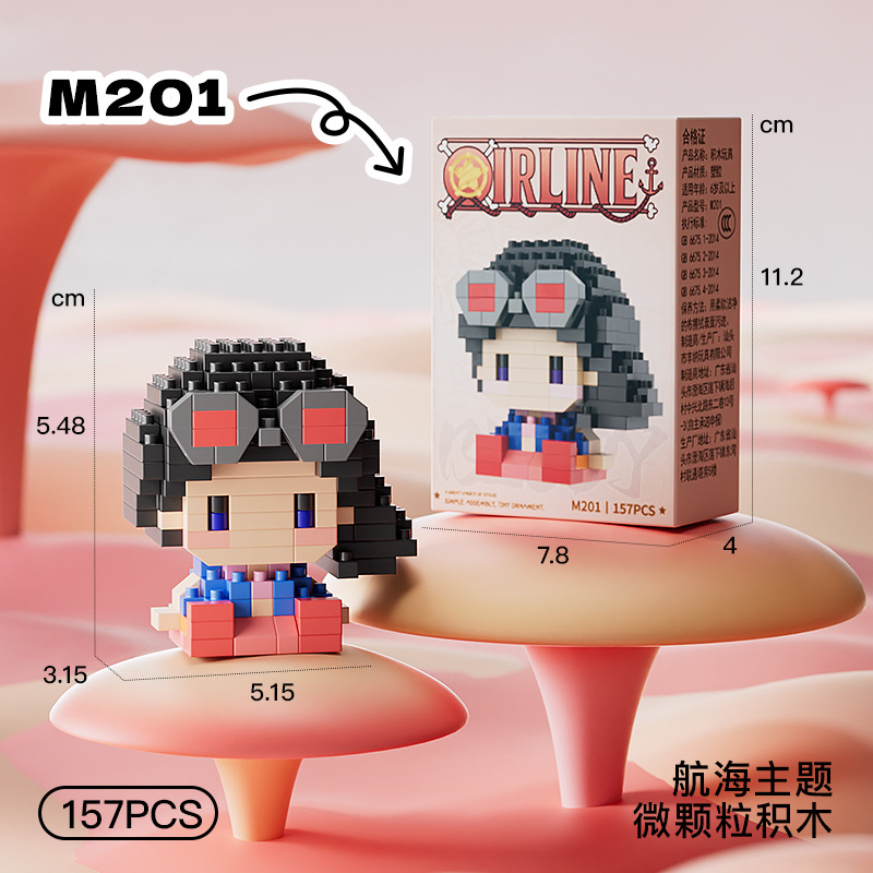 ONE PIECE Sun God Nika Luffy Micro Building Block Chopper Ace Buggy 3D Anime Model Assembly Mini Bricks Figure Toys For