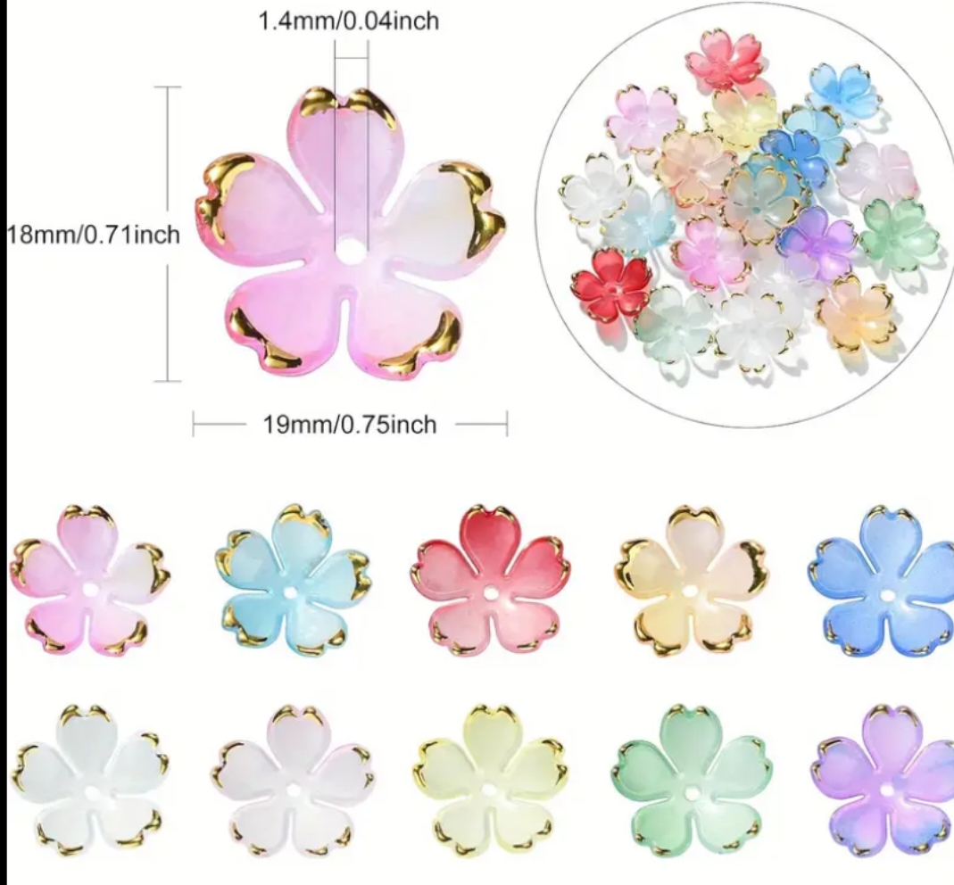 50pcs/100 Pcs  Vibrant Mixed Color Acrylic Flower Beads, 19mm - Ideal for DIY Jewelry & Women's Fashion Accessories Crafting, Charms for Jewelry Making