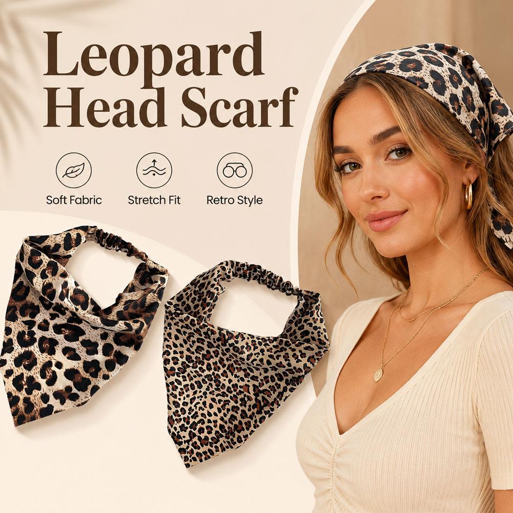 Retro Leopard Head Hair Scarf Wrap Leopard Print Head Scarf Bandana for Fashion Women Girls Summer Sunshade Hair Accessories bandana for girls