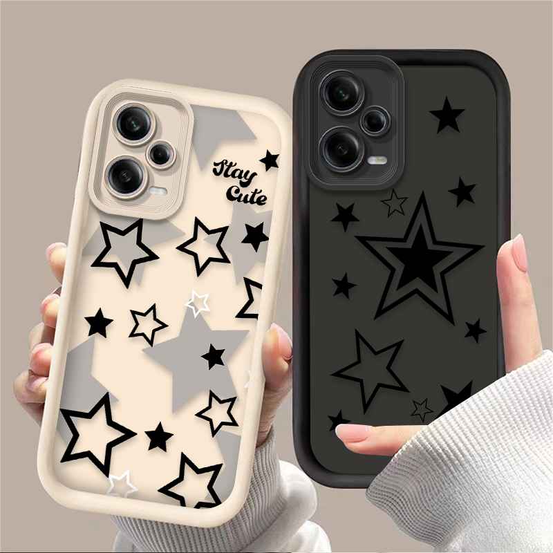 Black White Star Phone Case for  Redmi Note 13 14 14S 12 11 Pro Plus 5G 12S 11S 10S 10 9 Redmi 14C 13C 12C 12 4G Cover