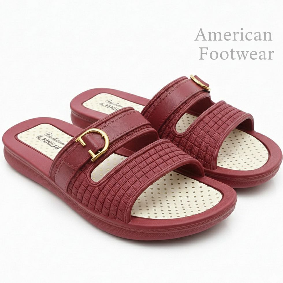 Ladies Comfortable Buckle Slippers Lite Weight FlipFlops Pure Rubber Slippers For Indoor and outdoor use