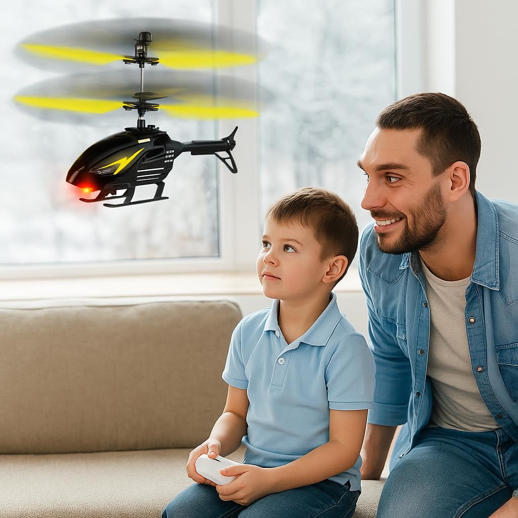 Remote Control Plastic Helicopter Toy for Kids | Gravity Sensor Battery Chargable Toy Helicopter | USB Charging Infrared Induction Flight I Pack of 1 (Black Yellow)
