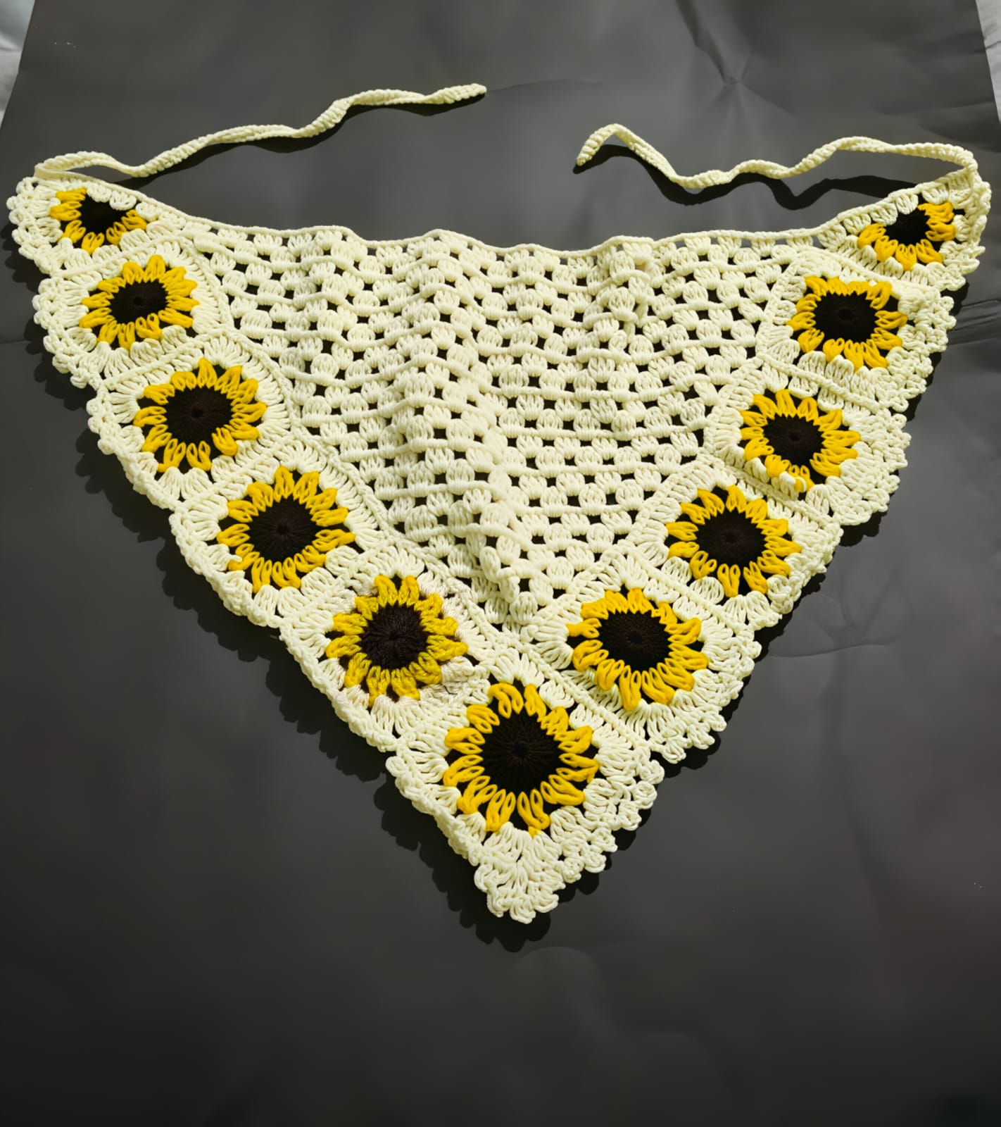 Handmade Crochet Bandana Head Scarf Boho Hair Accessory