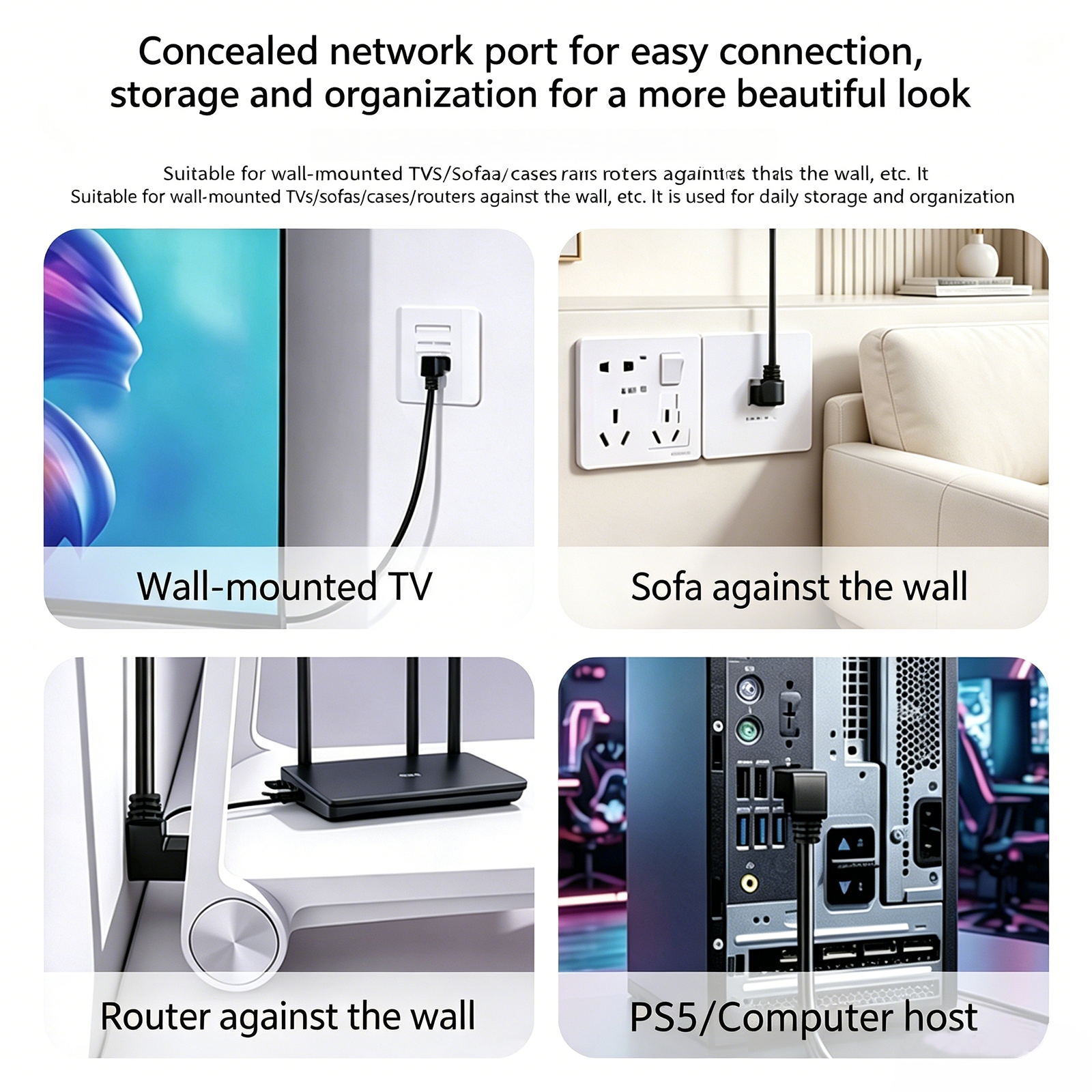kubie Cat6a RJ45 90 Degree Angle Ethernet Cable Slim Patch Cord Lan Cable UTP RJ 45 for Patch Panel to Switch Flexiable