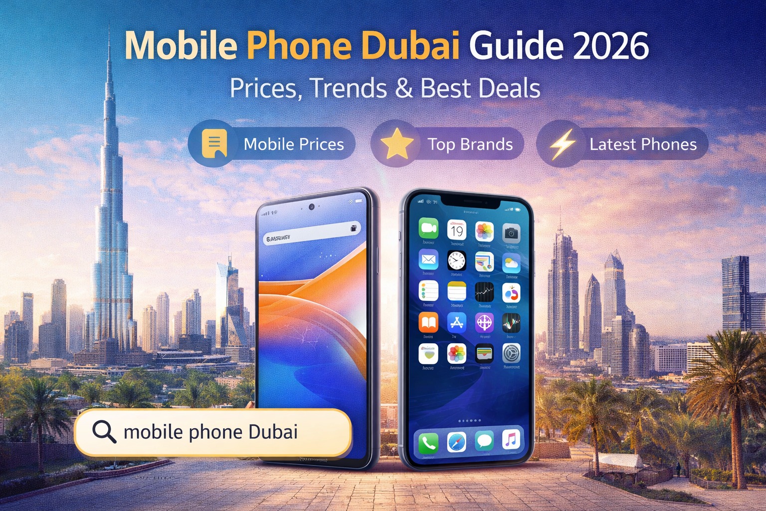 Mobile phone Dubai showing latest smartphones with best prices in UAE including Samsung iPhone and Xiaomi devices