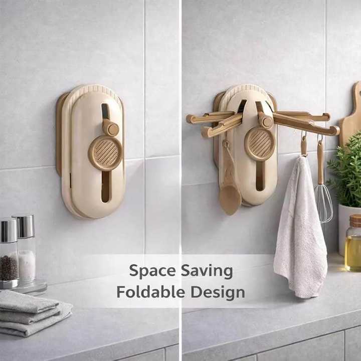 5 Claw Retractable Wall Hook | Drill Free Adhesive Wall Hanger | Space Saving Kitchen Utensil Holder | Wall Mounted Storage Hook