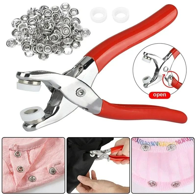 Plier pressing button_ Press Studs Pliers 9.5mm Metal Sewing Prong Rings Buttons Clip Pliers DIY Clothes Tool for Sewing Leather Rivets Bags Clothes