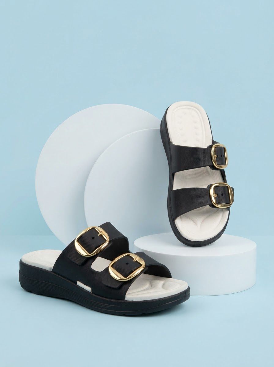 Pillow Adjustable EVA Buckle Slippers Dual Steps Soft Medicated Wedge Sandals for Women