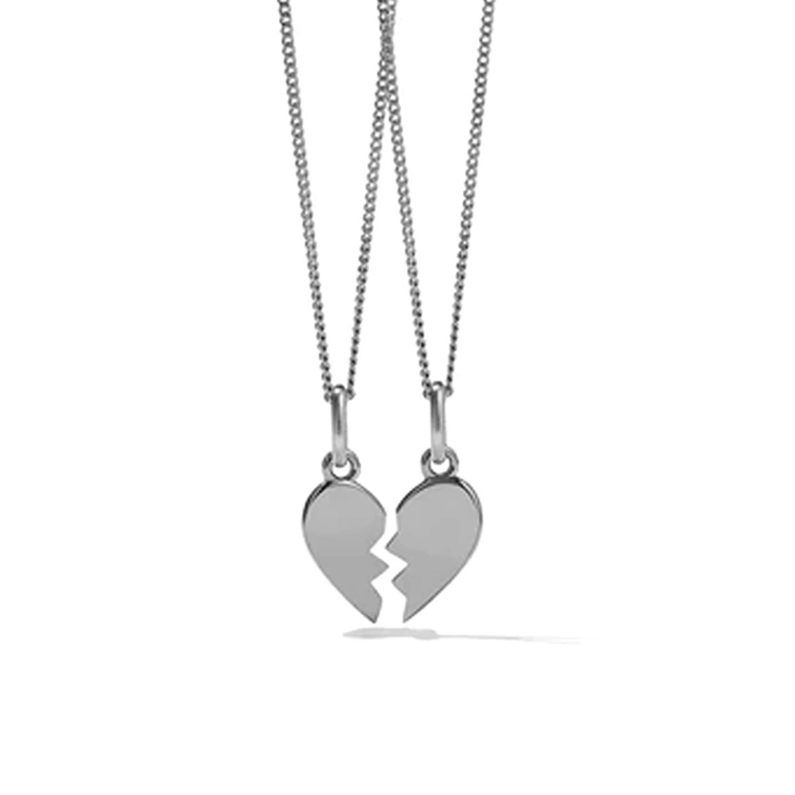 2 Pcs Silver Heart Broken Pendant Necklace With 2 Chain For Girls Women Couples Friendship Nacklace Trendy Fashion