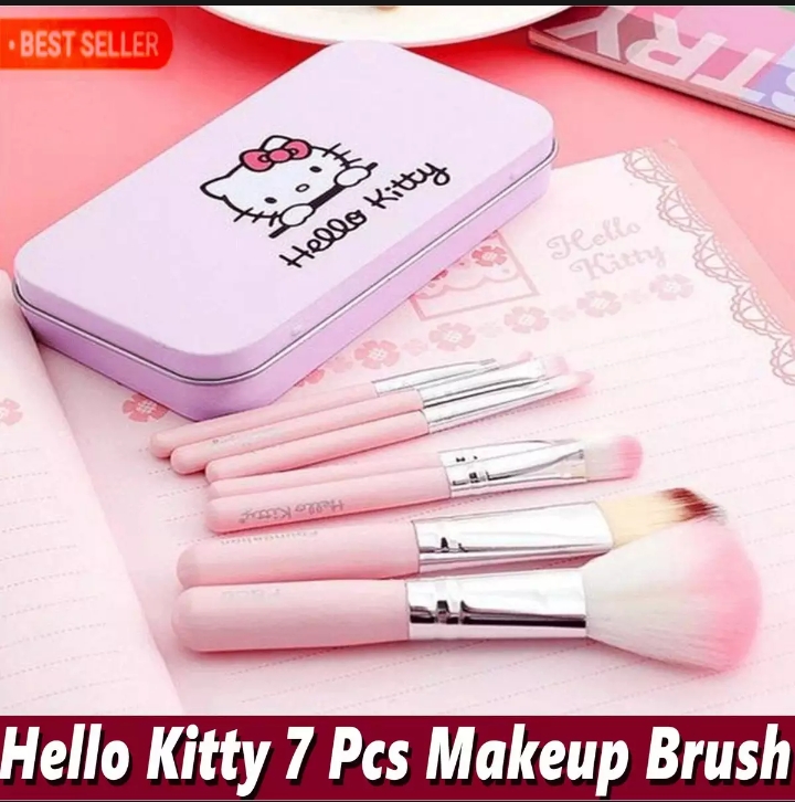 Hello Kitty Makeup Brush Set 7 Pc With Iron Box
