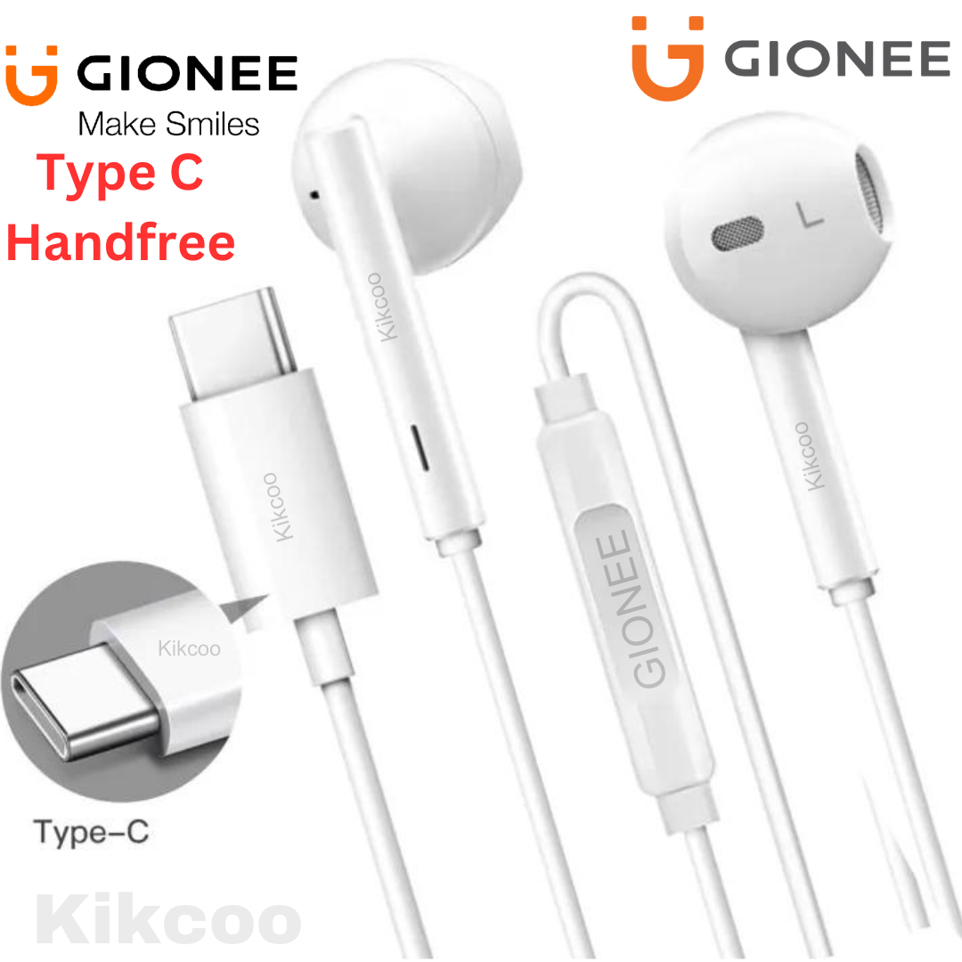 Original Gionee Type C Handsfree | In-Ear Type C Headset Headphones | Earphones | Type-C Earphone | C Type Handfree with Built-in Microphone | Dual Driver Earbuds USB-C | Compatible for iPhone 15/ Samsung/ OnePlus/ Redmi / Oppo / Huawei | price in Pakistan