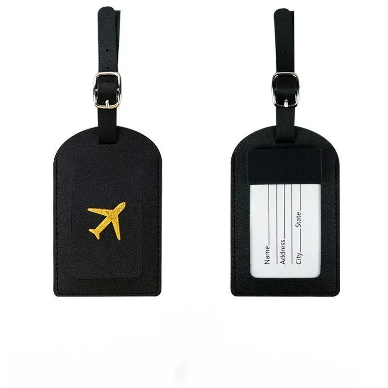 Suitcase Address Label Luggage Boarding Case Stamped Leather Business Luggage Tag Label Name ID Address Clip Travel Accessories