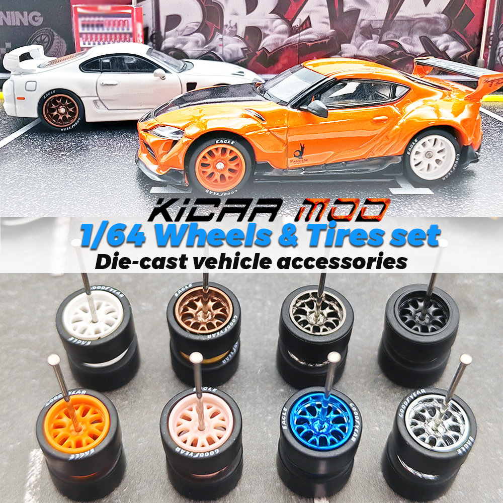 1/64 Model Car ABS Wheels with Fixed  Tires for Diecast Model Refitting Parts for Tomica 4pcs 1Set Diameter 11mm/13mm