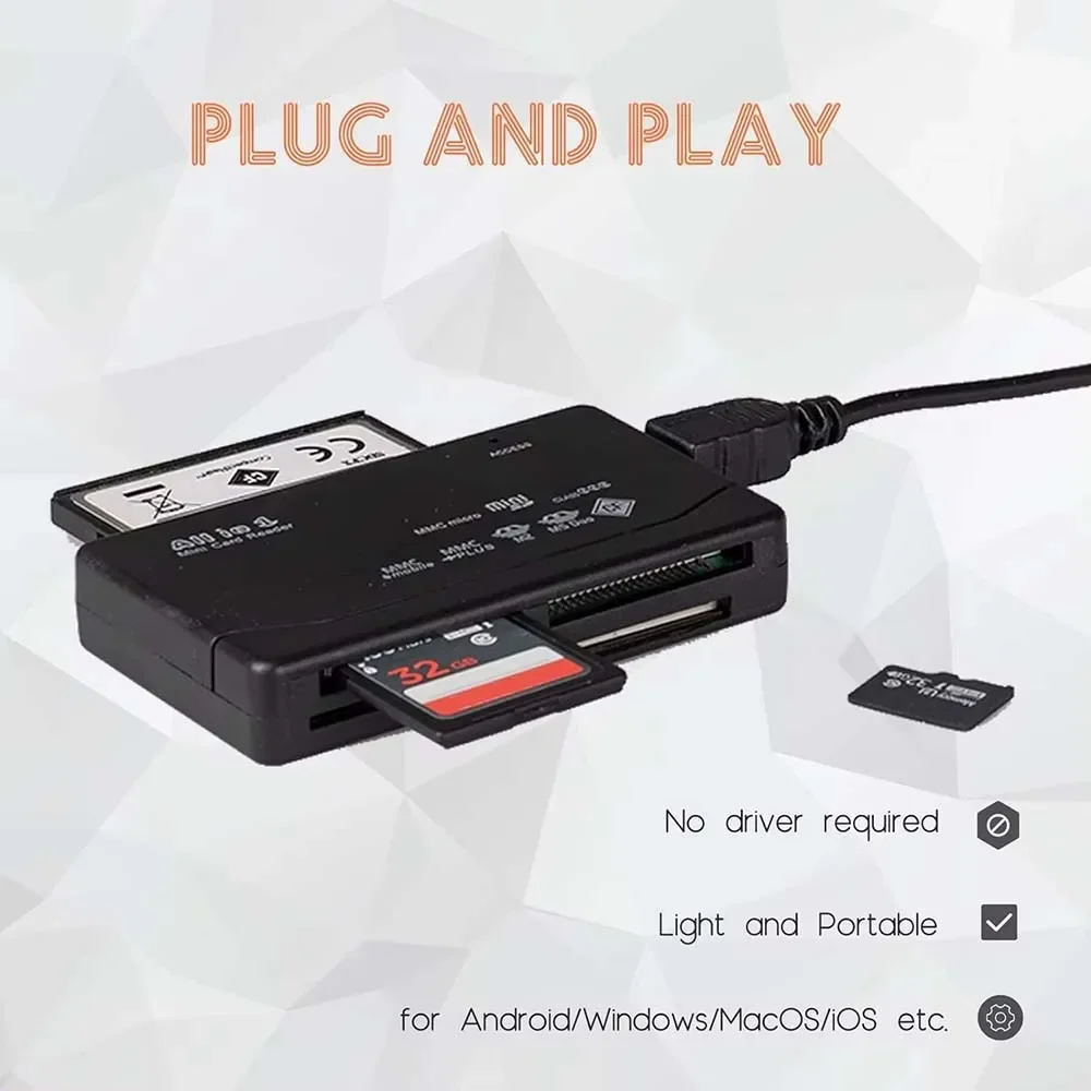 All In One Memory Card Reader 480Mbps USB External Cardreader SD SDHC MMC M2 MS XD CF TF Reader Adapter For MP3 Digital Camera