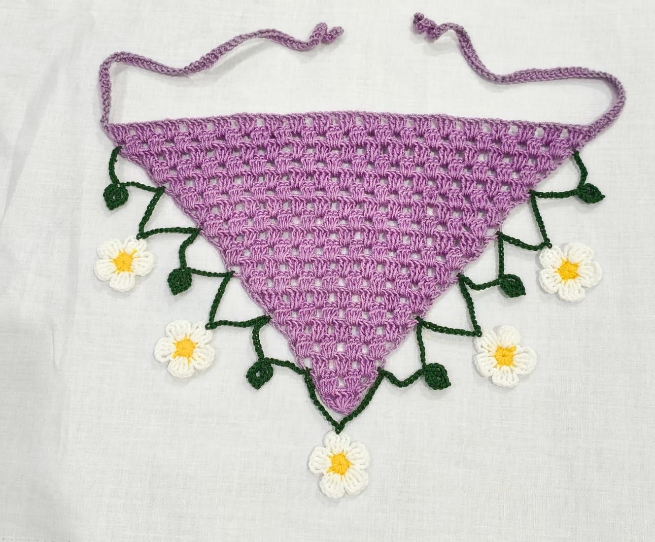 Handmade Crochet Bandana Head Scarf Boho Hair Accessory