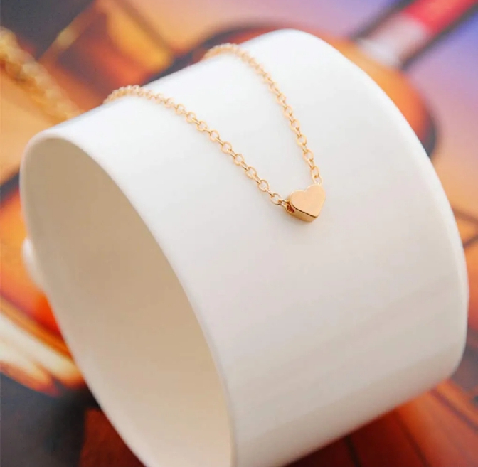 Minimalist Gold Heart Pendant Necklace for Girls – Korean Style Adjustable Chain Necklace