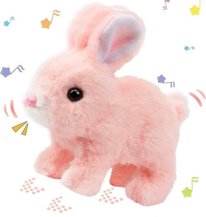 Rabbit Toy Soft Fur Realistic Walking, Talking Bunny with Sounds and Movements, Electronic Robot pet Toy for Kids, Gift for Toddlers Birthday