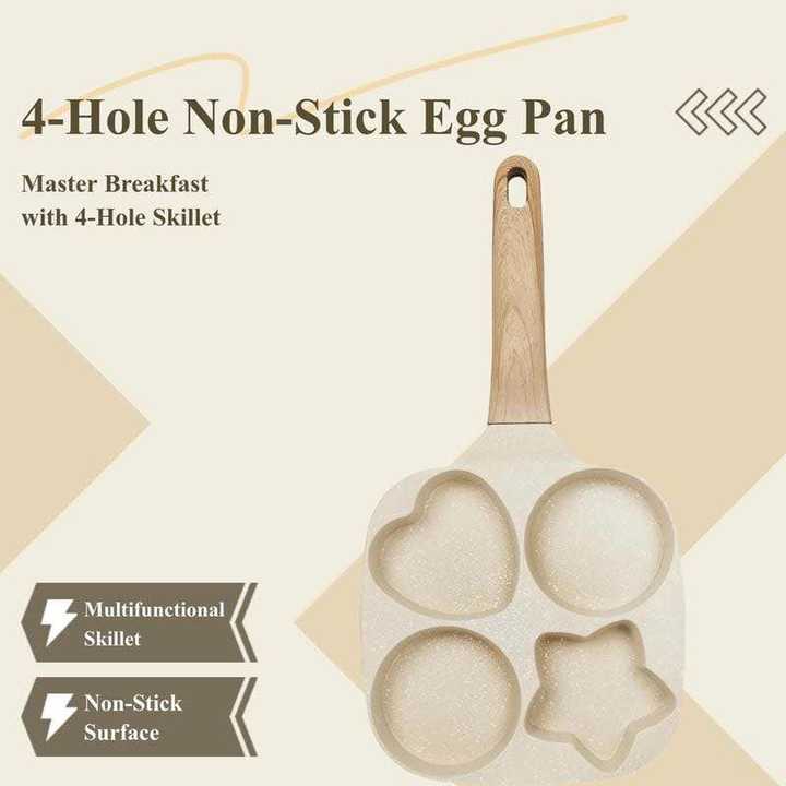 4 Hole Egg Frying Pan – Non-Stick Breakfast Skillet with Handle | Multi-Section Cooking Pan