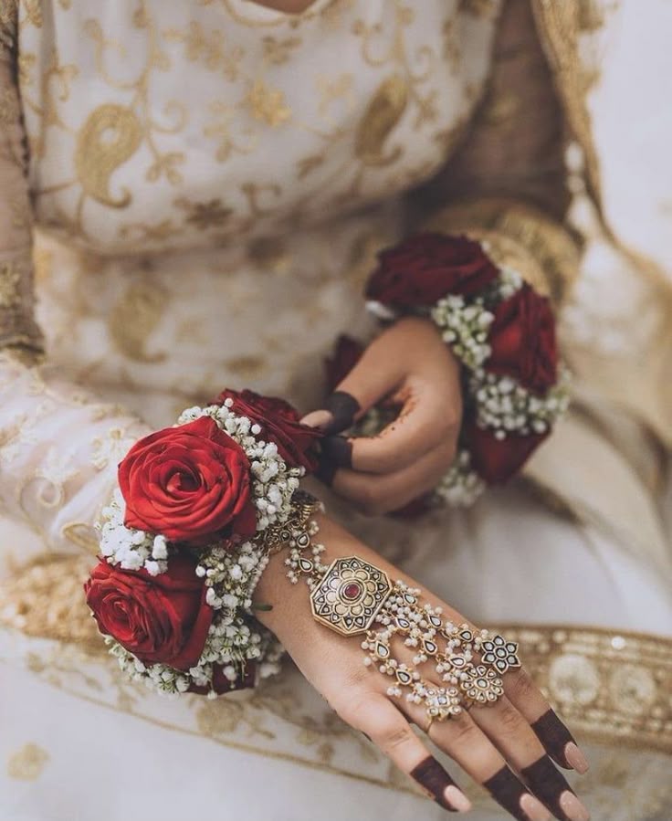 Bridal Artificial Flower Gajra | maroon Wrist Jewelry for barat | jewelry