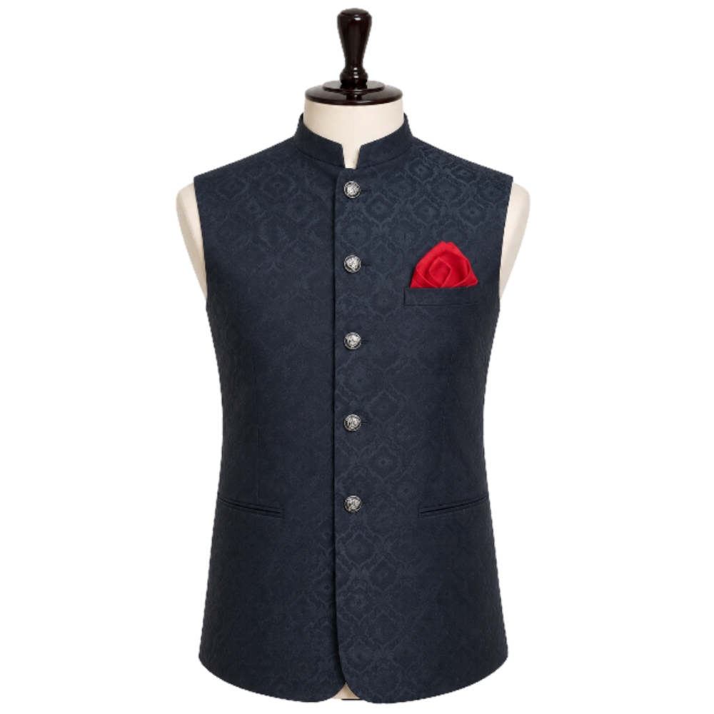 Jamawar Black Waist Coat For Men, Premium Quality Waist Coat, Wedding  Special