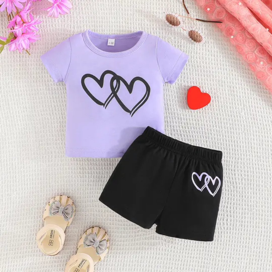 T-shirt And Short Pant For Kids Baby Girls Round Neck Short Sleeves Tee Top's Clothes Sets Dresses Outfit Suit For Baby Girls Jannat Store