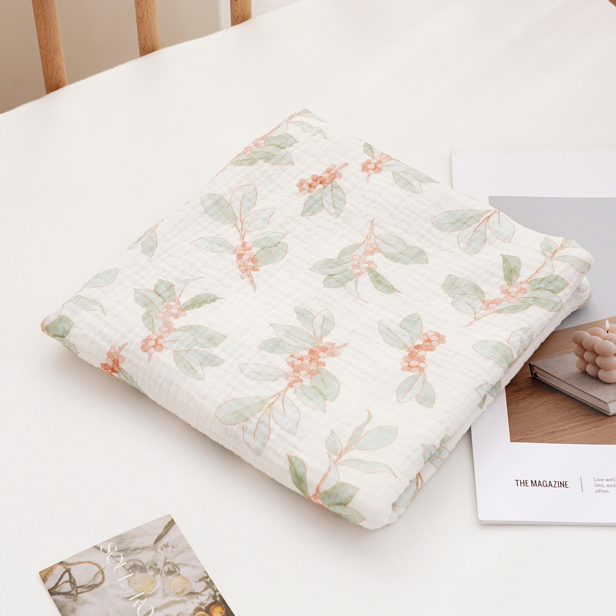 Elinfant 1 PC Newborn Swaddle Wrap Soft Breahable Cozy Bath Towel Swaddle Blankets 100%Cotton Muslin Swaddle Blanket Crepe Cloth