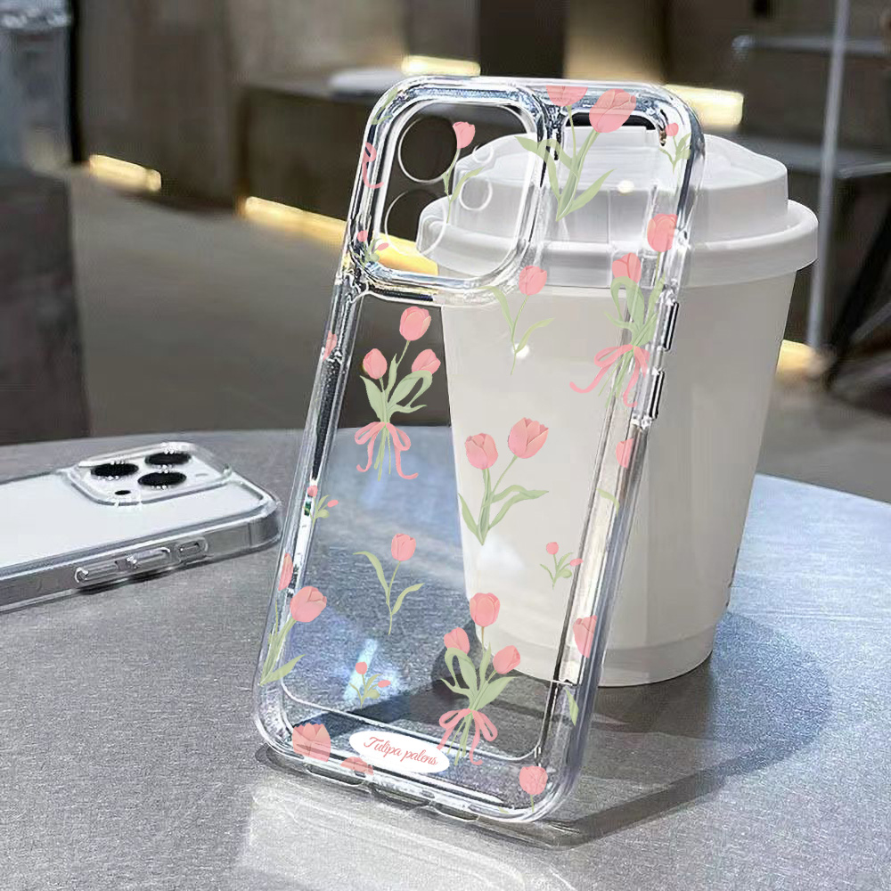 Floral Pattern Phone Case For  S26 Ultra S25 Ultra S24 S23 A56 A36 A35 A55 A54 A25 A26 A17 A07 A16 A37 Transparent Cover