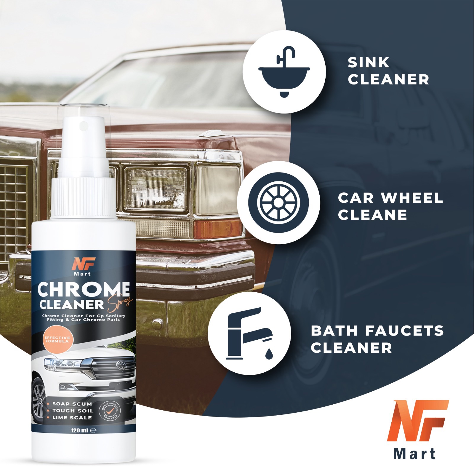 Chrome Cleaner & Shiner Spray Chrome Restorer For Bike & Cars 120ml ...
