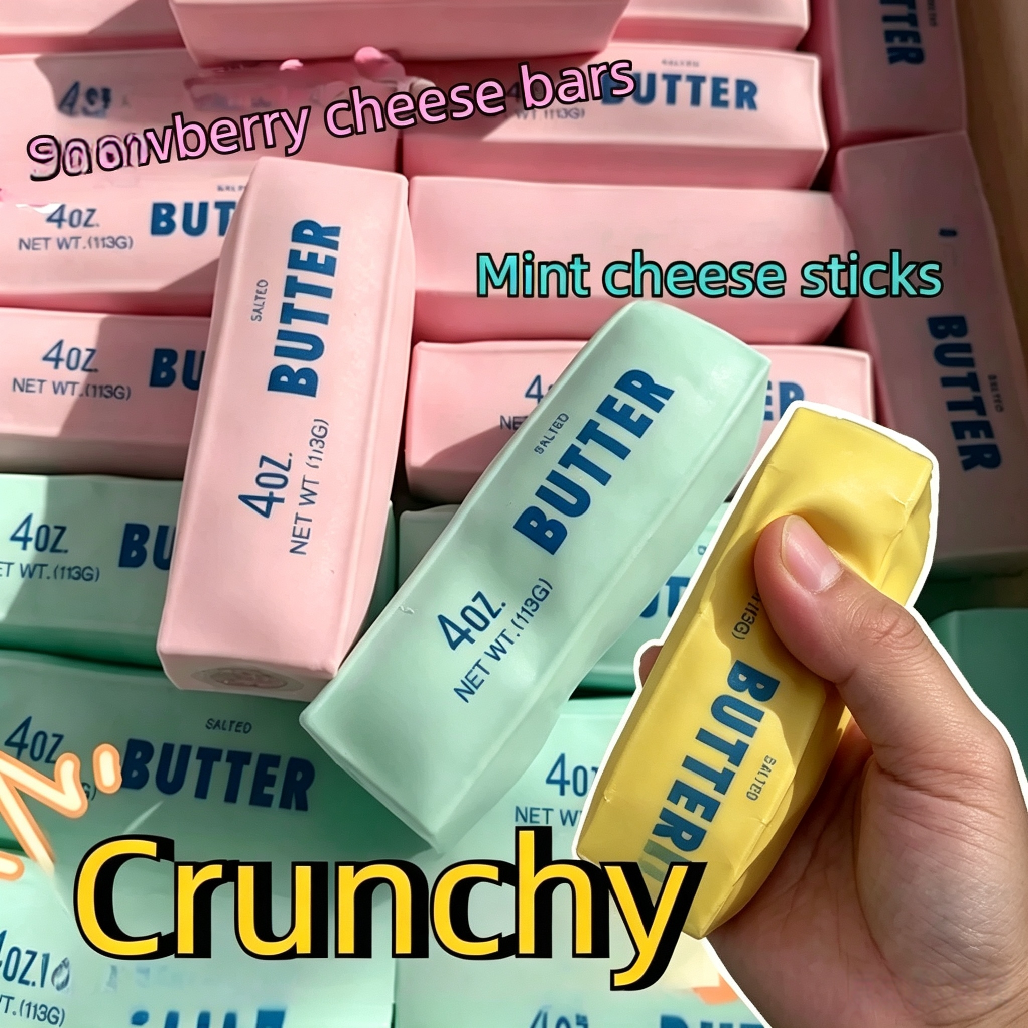 Butter Stick Squishy Stress Ball Fidget Toy Crunchy Squeeze round Blocks Anti-Stress ASMR Hand Relaxation  for Stress Relief