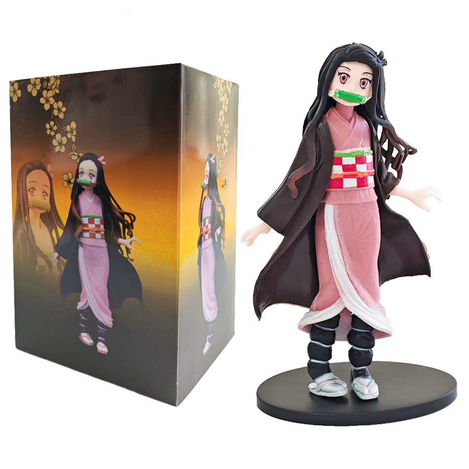 15cm Anime Demon Slayer Figure Doll Toy Nezuko Tanjirou Zenitsu Inosuke Kyoujurou Shinobu Giyuu Qposket Model Toy 
