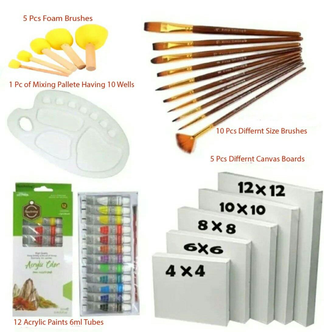 33 Pcs/Set Value Pack For Artist - Canvases, Acrylic Paints, Multi ...