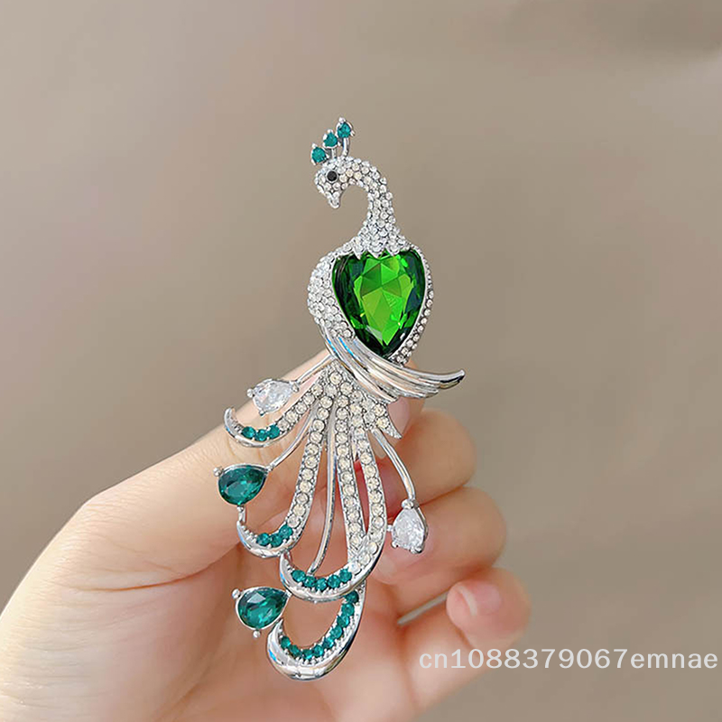 [ZYAS]Fashion Exquisite Peacock Rhinestone Brooch For Women Clothing Coat Accessories 