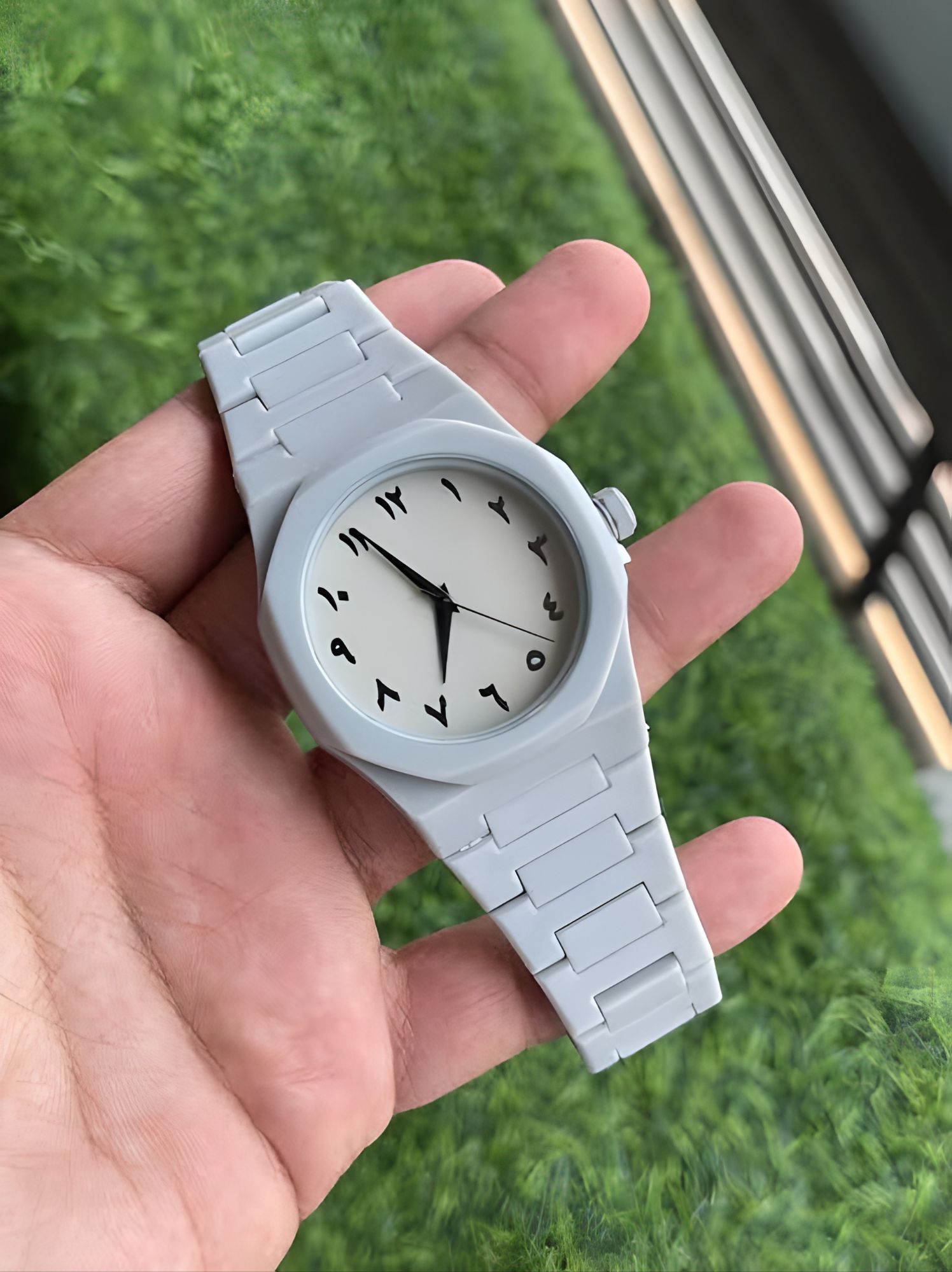 Aura watch 2025 New Arabic Aura Watch Black Modern Creative Design Waterproof Stainless Steel Chain Quartz Movement