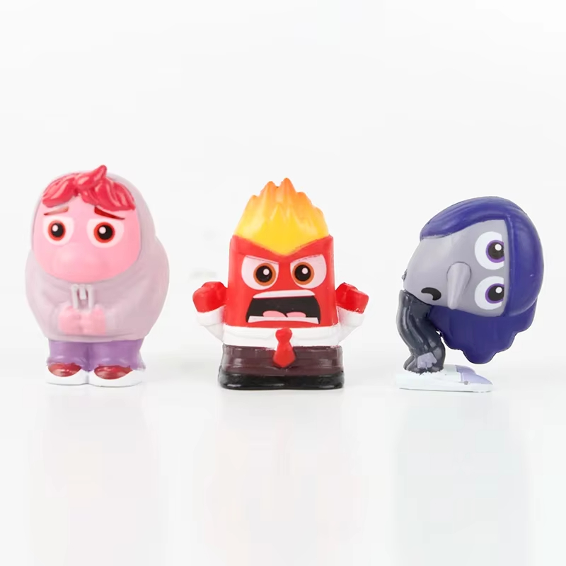 9Pcs/Set Mini Inside Out 2 Action Figure Toy Cartoon Movie Joy Anxiety Anger Sadness Disgust Fear Model Doll Figurines Kids