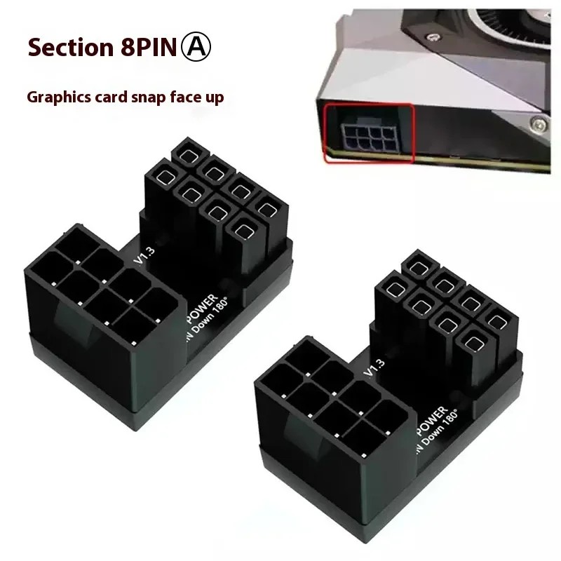 LDPCSJ 180° Rotating Elbow PCI-E Graphics Card Power Supply Adapter Connector GPU PSU Steering 6Pin 8Pin Wiring Artifact