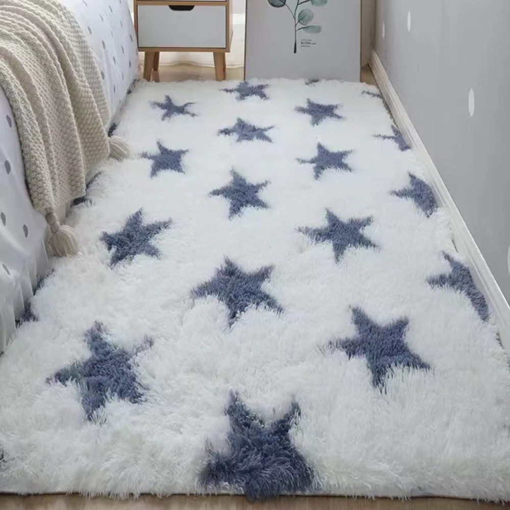 Fluffy Shaggy Imitation Wool Bedside Rugs Non Slip Floor Protection Sofa Cushion Washable Bedroom Mats Home Decor