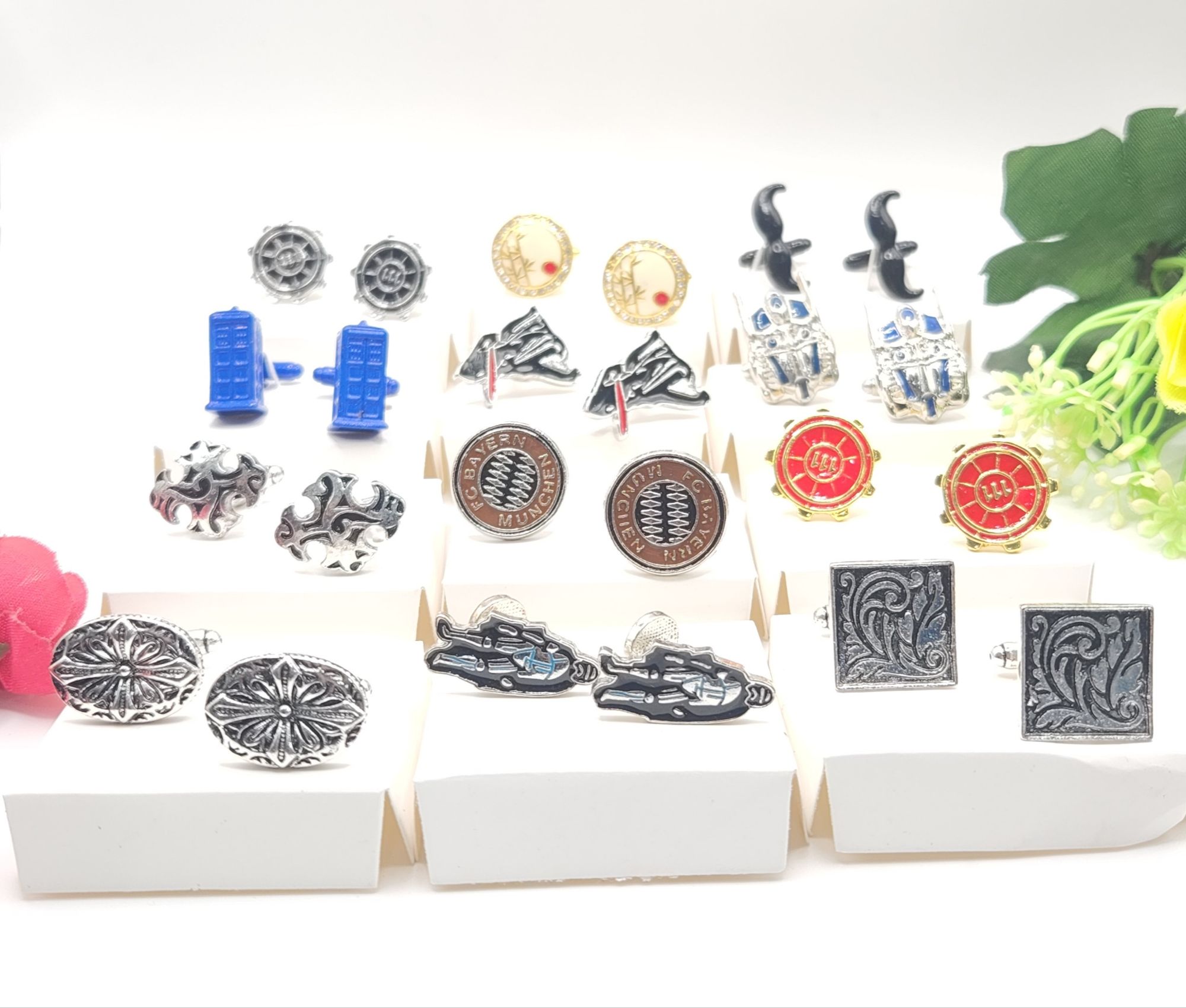 Stylish Cufflinks Just Rupess 99 only box not include in this price Cufflinks For Men Ideal For Gift or Used Made  With  Iron .Tuxedo Shirt Cufflinks and Studs Set for Men,  Shirt Studs for Wedding/Banquet/Ceremony/Business