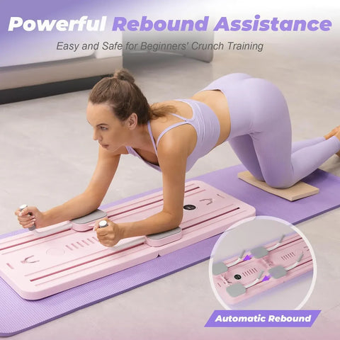 Foldable Pilates Board and Push-Up Board Full Kit | Premium Reformer Machine for Home Workout | Timer, Resistance Bands and Yoga Ball | Portable Full Body Fitness Equipment