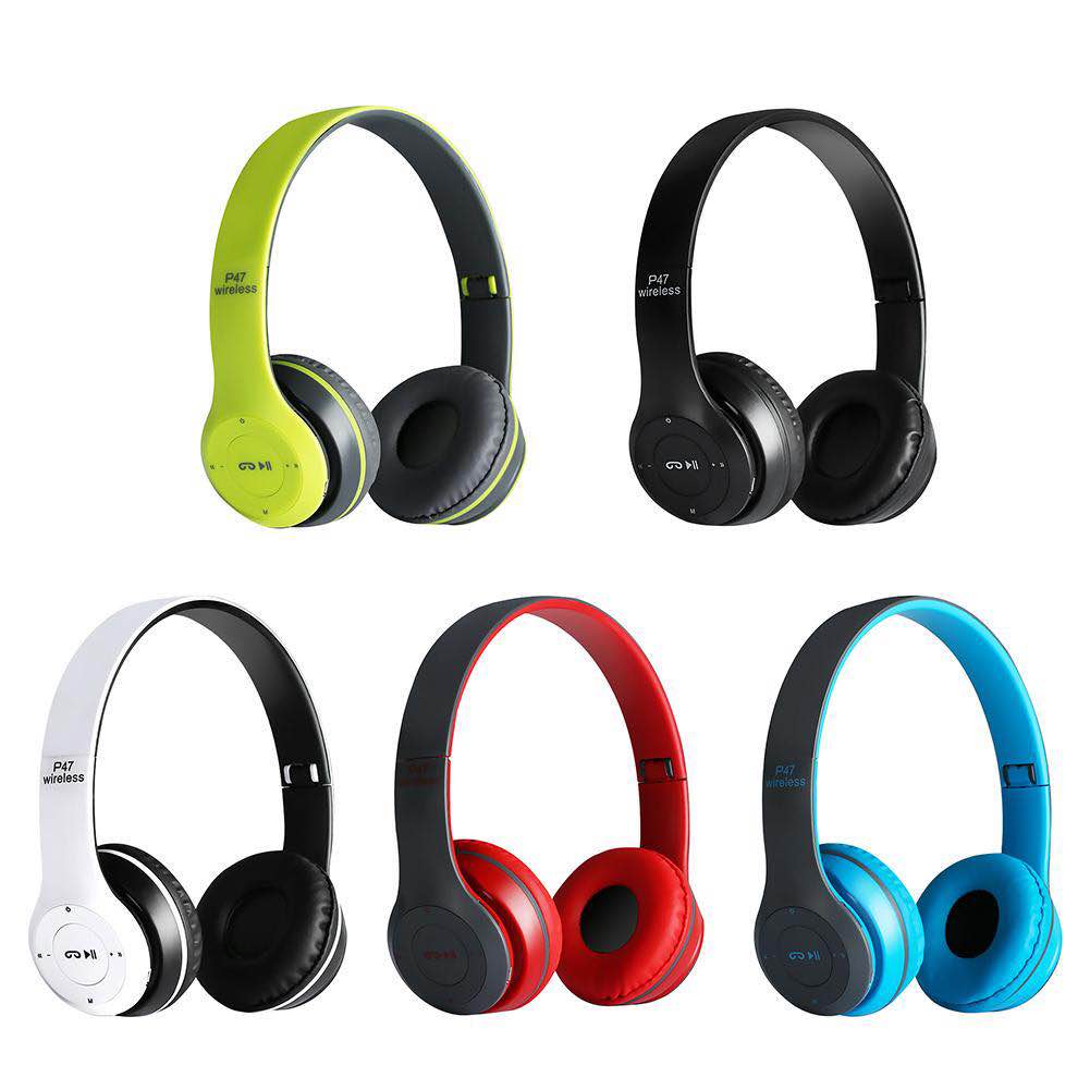 P47 Wireless Bluetooth Headphones | Foldable Stereo Headset with Mic | TF Card & AUX Support | Rechargeable Portable Headphone