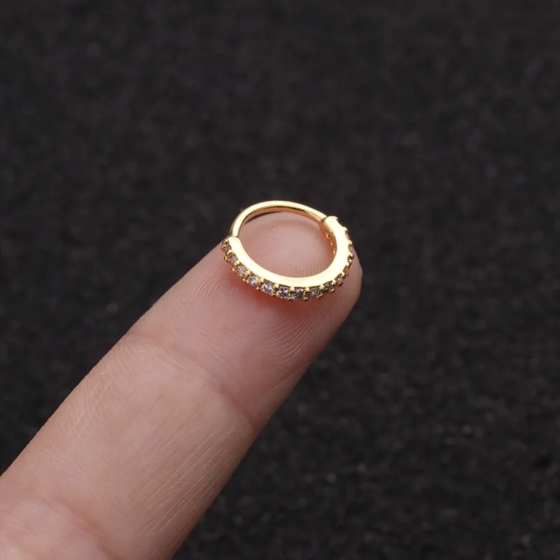 Nose Ring Jewelry Embedded Stone Zarkoon Silver And Golden Non Piercing Stainless Steel Nose Pin Jewelry Elegant Rounded Shape Stylish Nose Stud For Girls And Women Daily Party Wear Nose Jewelry Accessory