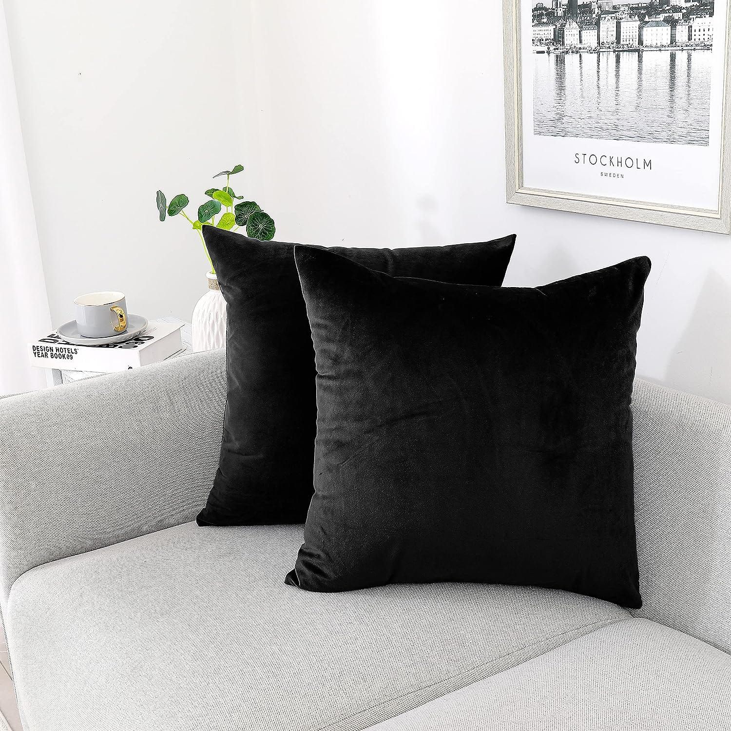 Plain Velvet Cushion Covers 16"×16" Inches By Ayat Bedding