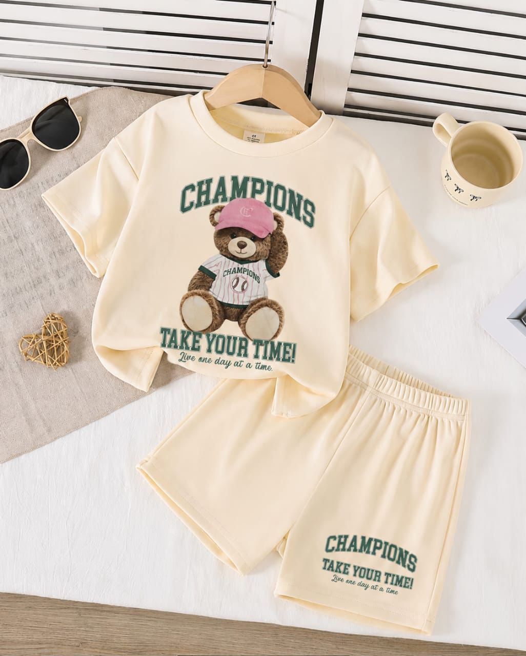 New design cute matching set , shirt And short,pajama set For Baby Boys And Baby Girls round neck breathable design clothing Set's Dresses outfit Suits For Unisex Shirt pajama Summer Collection T-shirt Kids Clothes,premium fabric export quality