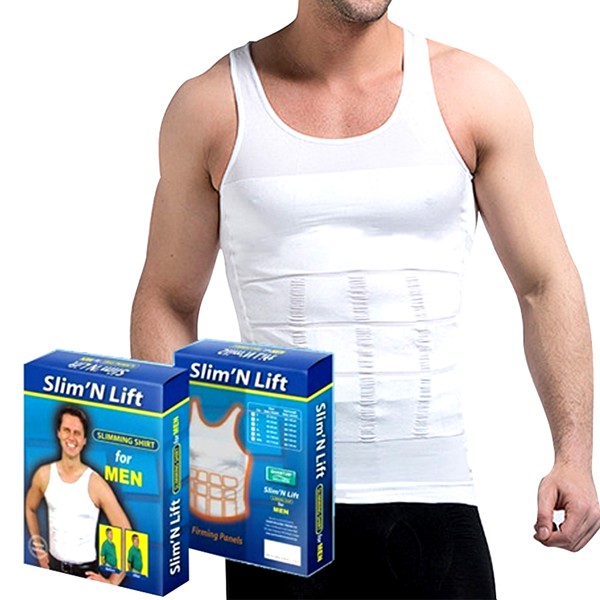 Slim N Lift Body Shaper For Men Summer Stretch Nylon Fabric Compression Shapewear Style White Color