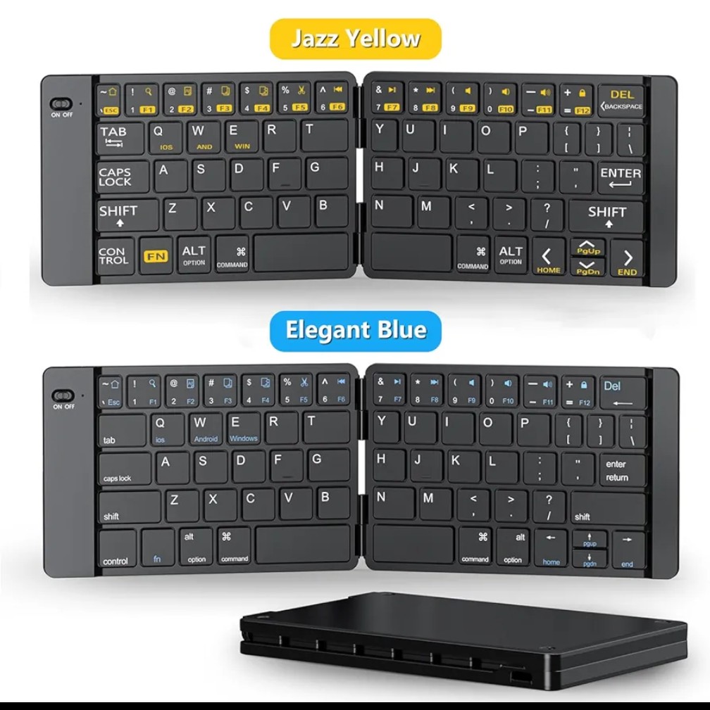 Foldable Keyboard - Portable Travel Keyboard, Rechargeable Full Size Ultra Slim Mini Folding Wireless Keyboard for iOS Android Windows Smartphone Tablet and Laptop